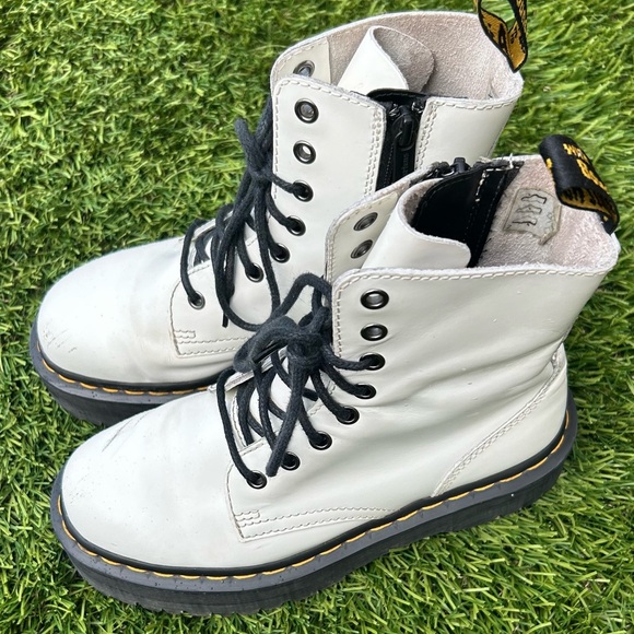 Dr. Martens White Air Wair Jadon Polished Smooth Boot SZ 7 - Picture 11 of 14